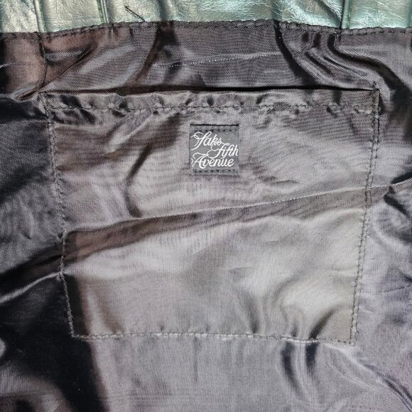 Saks 5th Avenue Large Metallic Jade Green Tote Bag - Picture 7 of 8